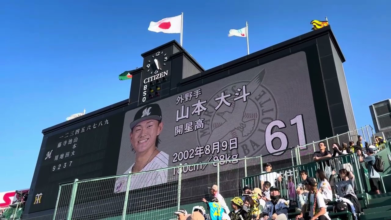 2025.6.17千葉ロッテマリーンズスタメン発表in甲子園球場