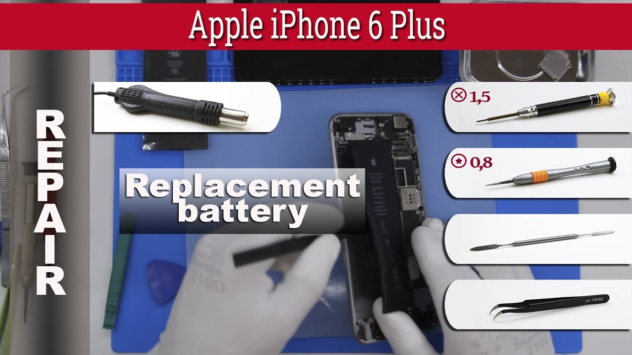 Как заменить 🔧 🔋 батарею 🍎 Apple iPhone 6 Plus с оторванным стикером-вкладышем