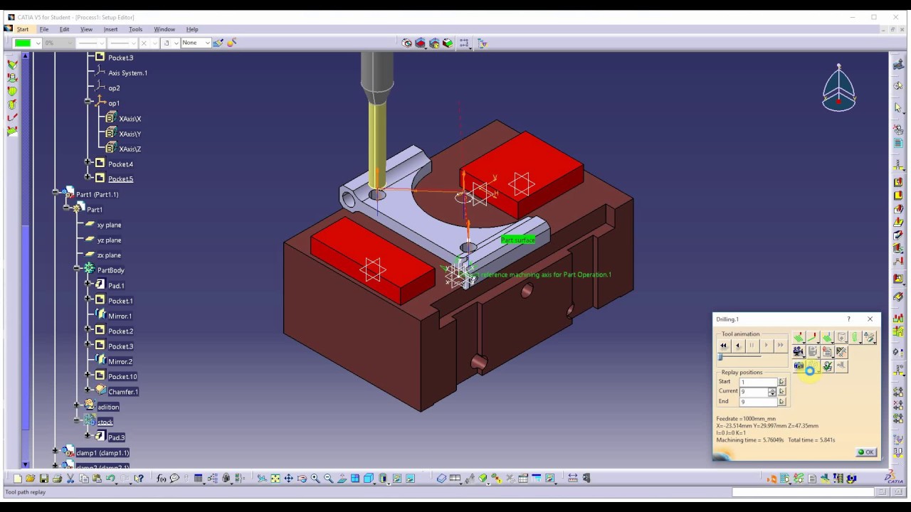 Catia V5 Machining (CAM) CNC programming- clamp part_1