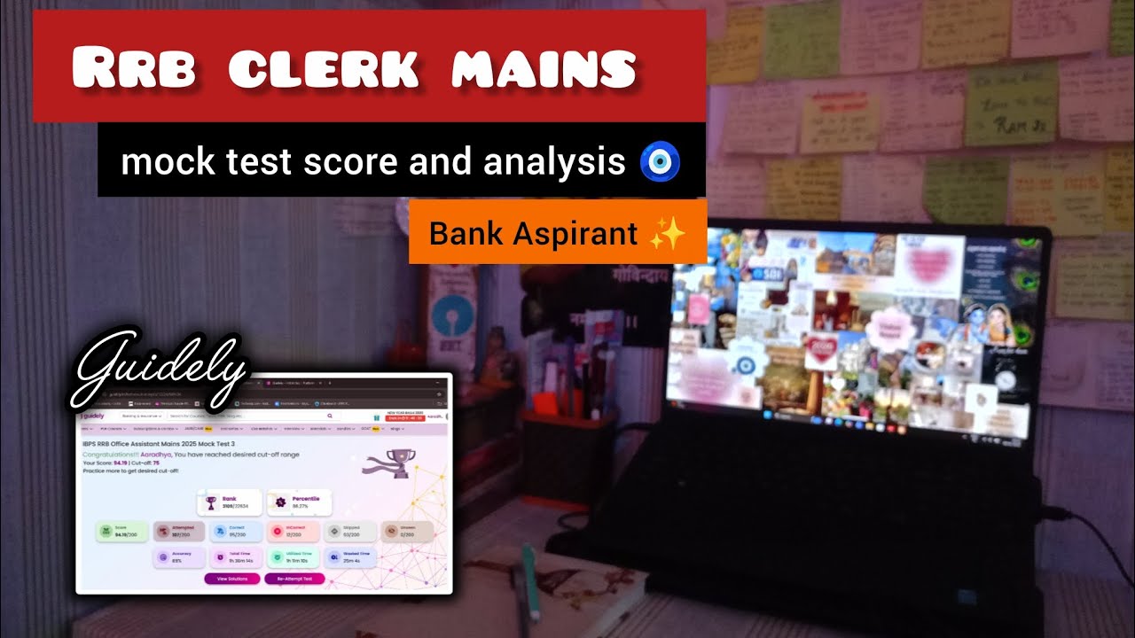 RRB Clerk Guidely Mains Mock No. 3👍✨| score, analysis and percentile 🧿🤞| #bankerslife #bankexam