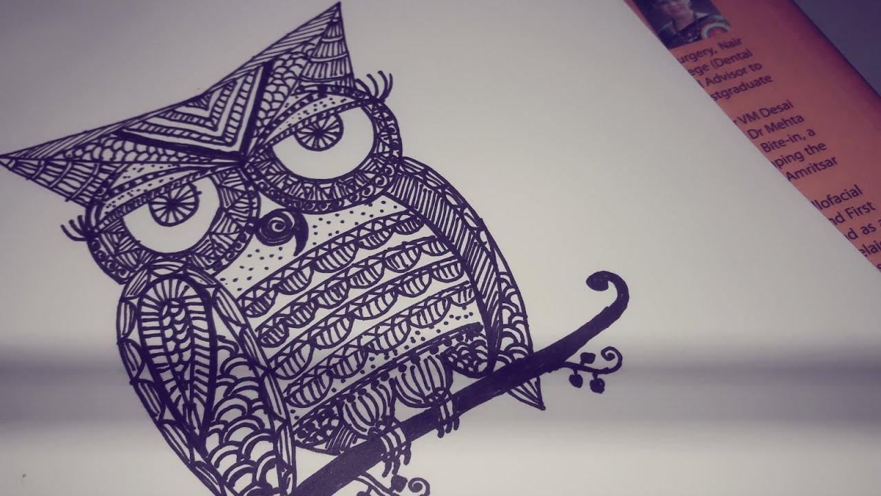 OWL zentangle art | doodling | Crazy Craft