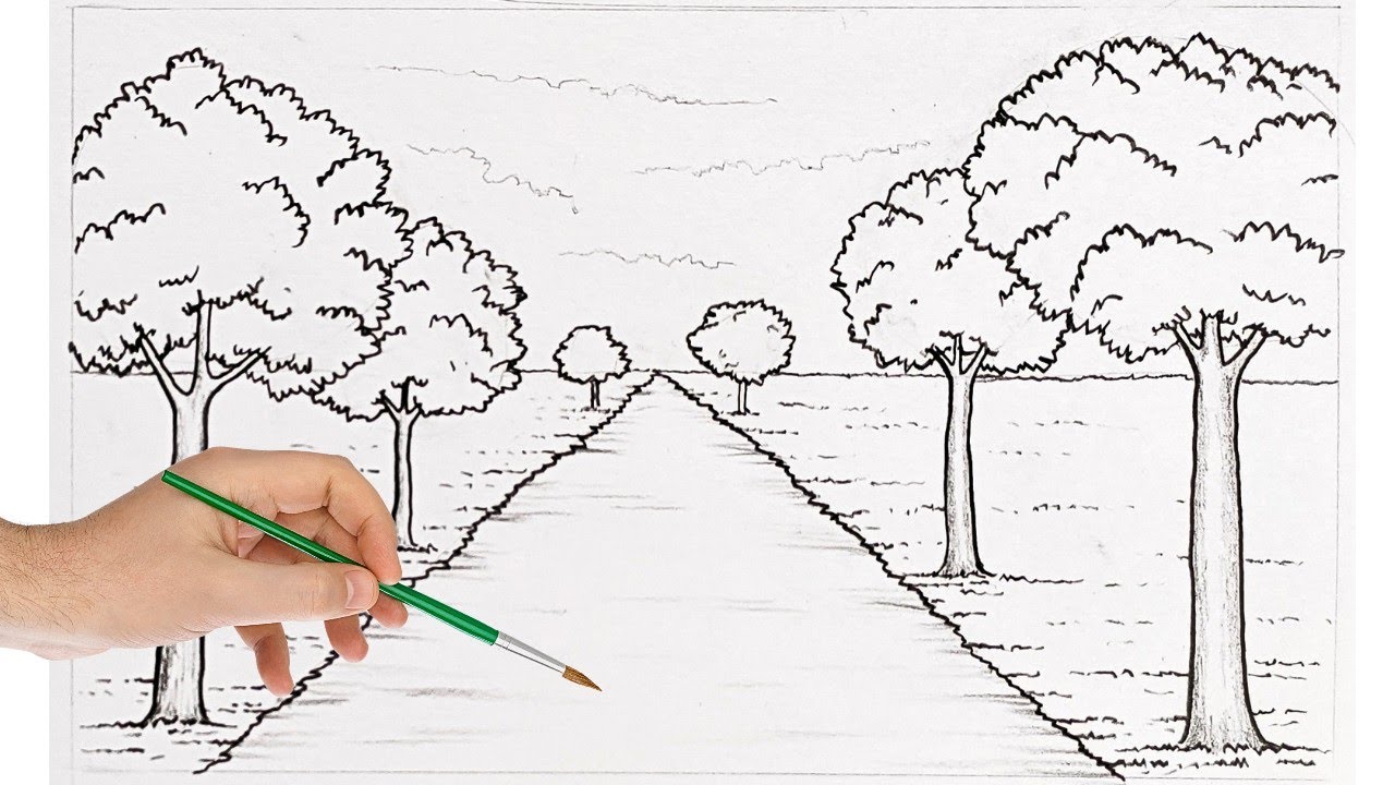 Como desenhar uma Paisagem com um ponto de fuga
