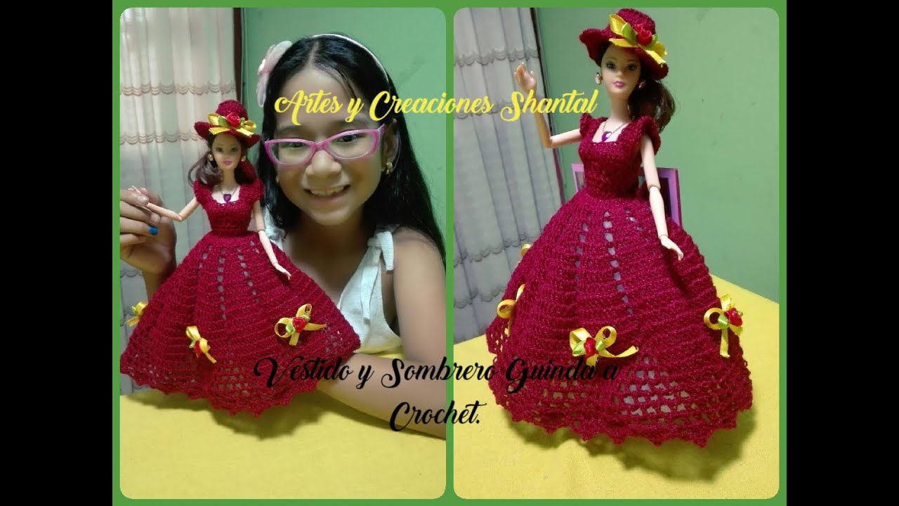 Vestido Guinda Tejida a Crochet...
