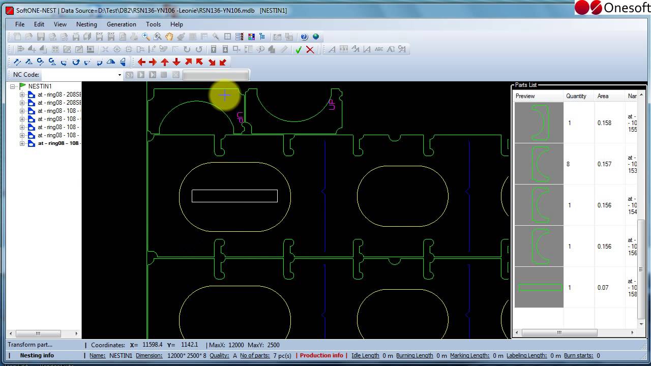 SoftONE NEST CAD / CAM Plate Nesting Software