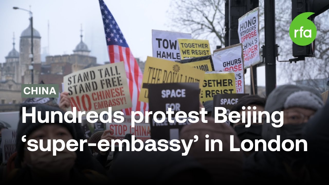 Demonstrators clash with police as hundreds protest Beijing’s ‘super-embassy’ in London