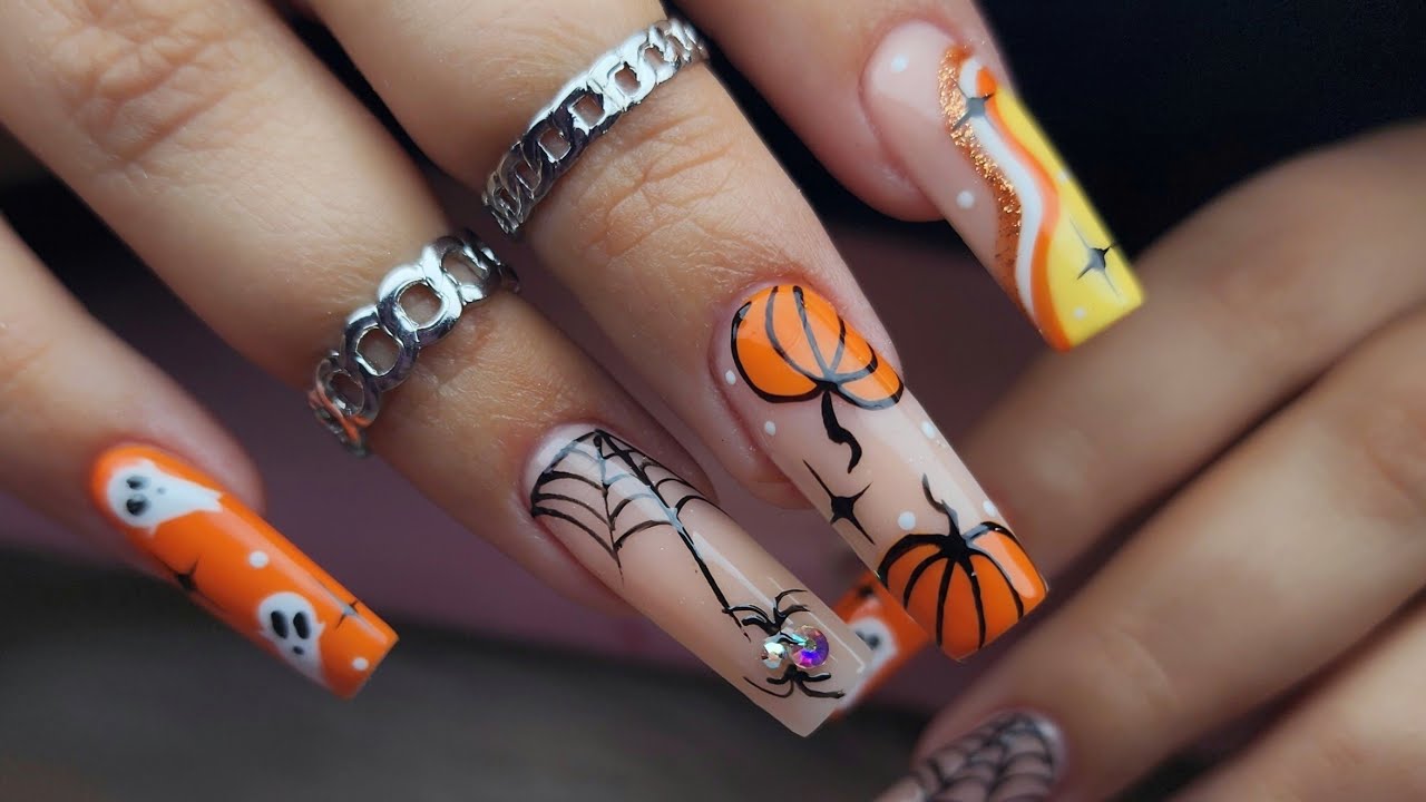 Diseño de Halloween   Uñas acrílicass🎃👻