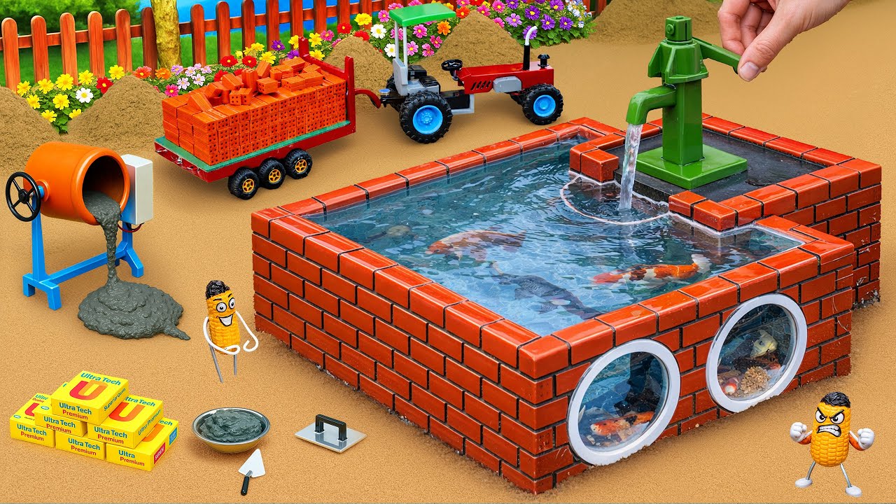 DIY Mini Tractor Science Project Builds Strong Brick Fish Tank After Thieves’ Bomb Attack