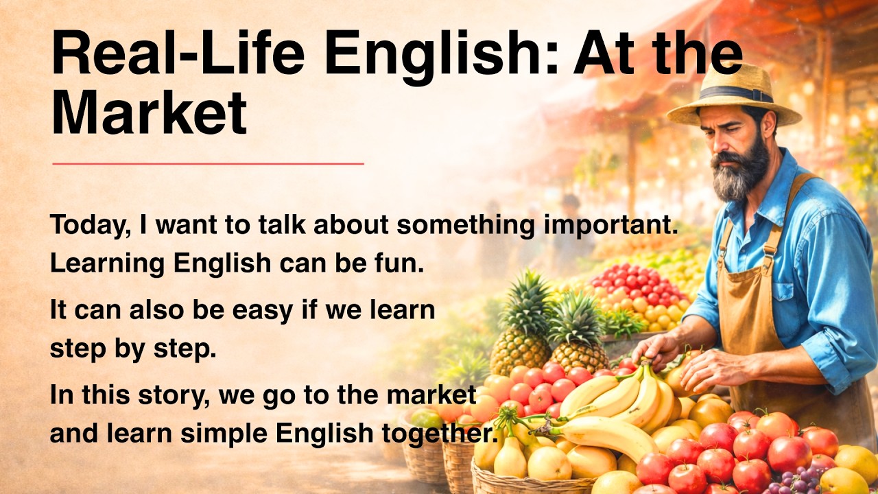 Easy English Story for Beginners | I Go to the Market | Daily Life English