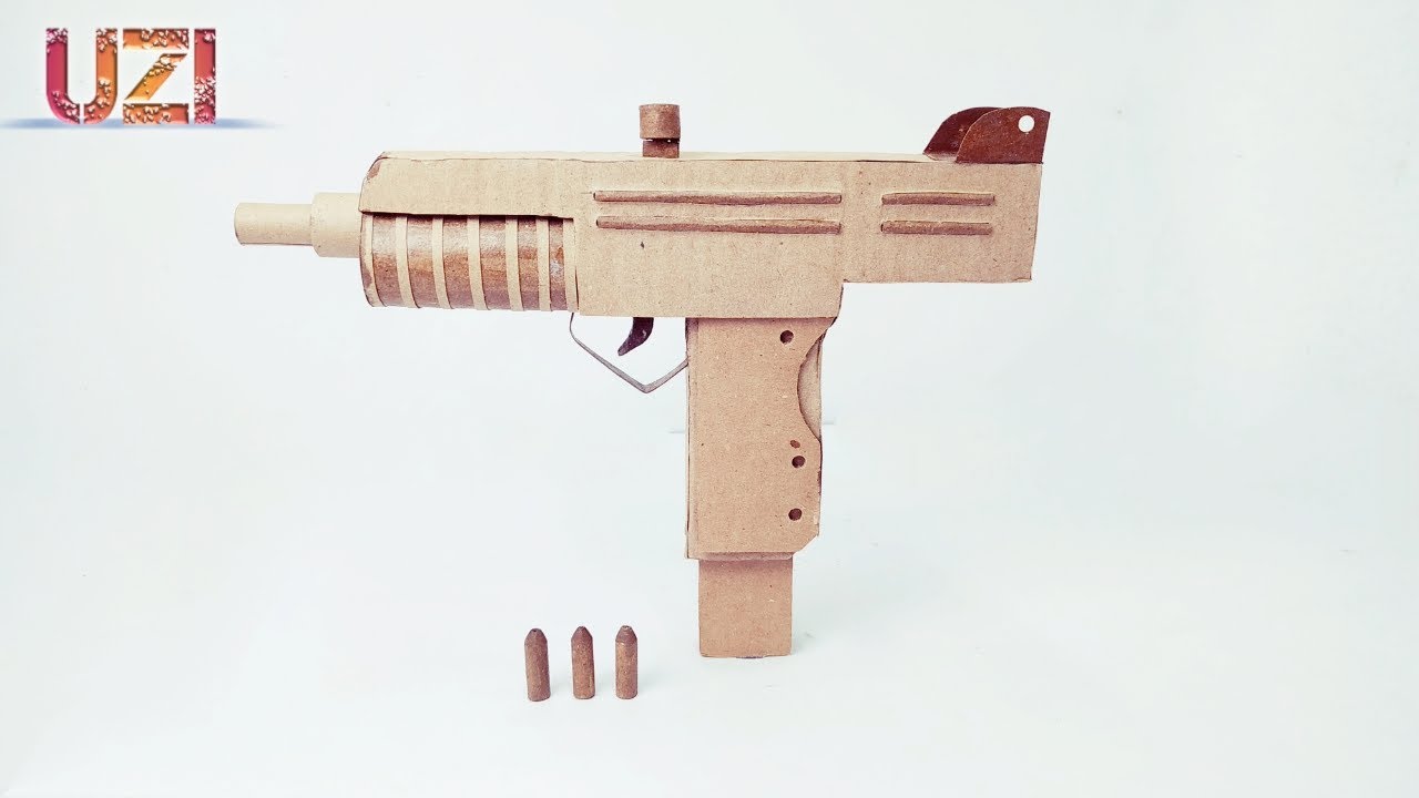 Diy UZI gun that shoot||from cardboard