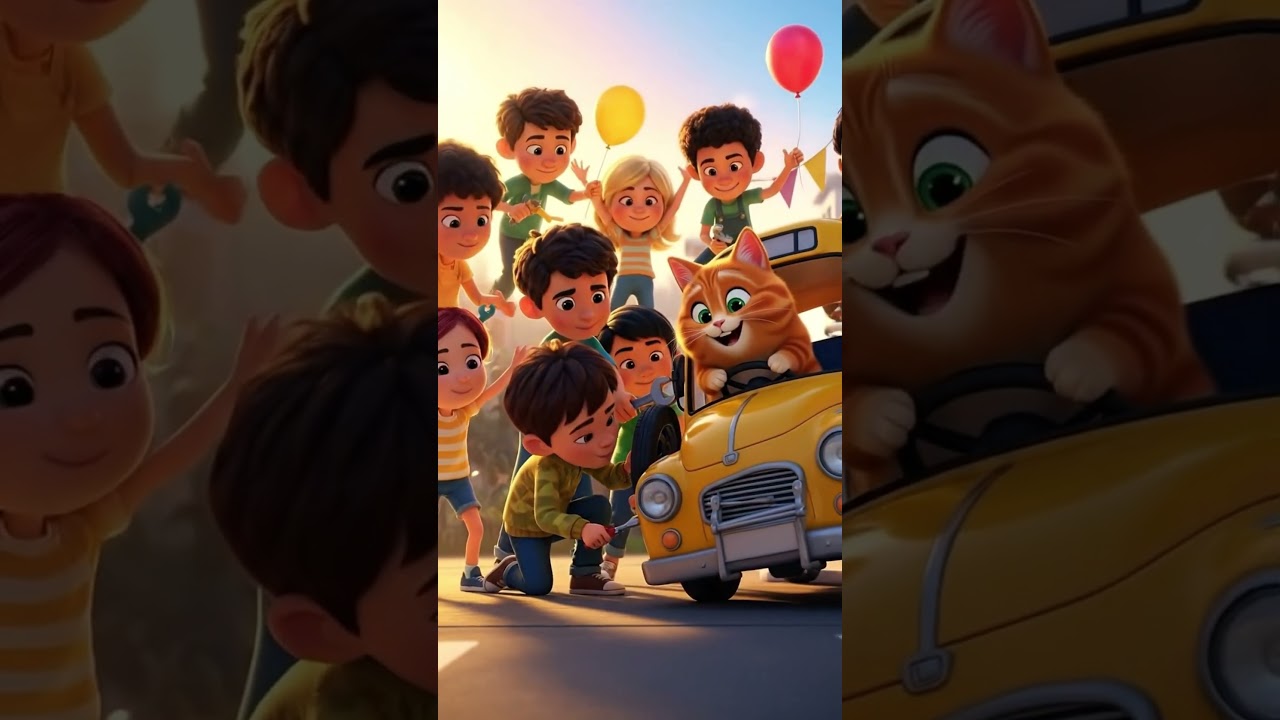 Cat&rsquo;s Toy Bus Mishap 🚌 Kids Help Fix the Ride! #shorts #cats #cartoon #bus