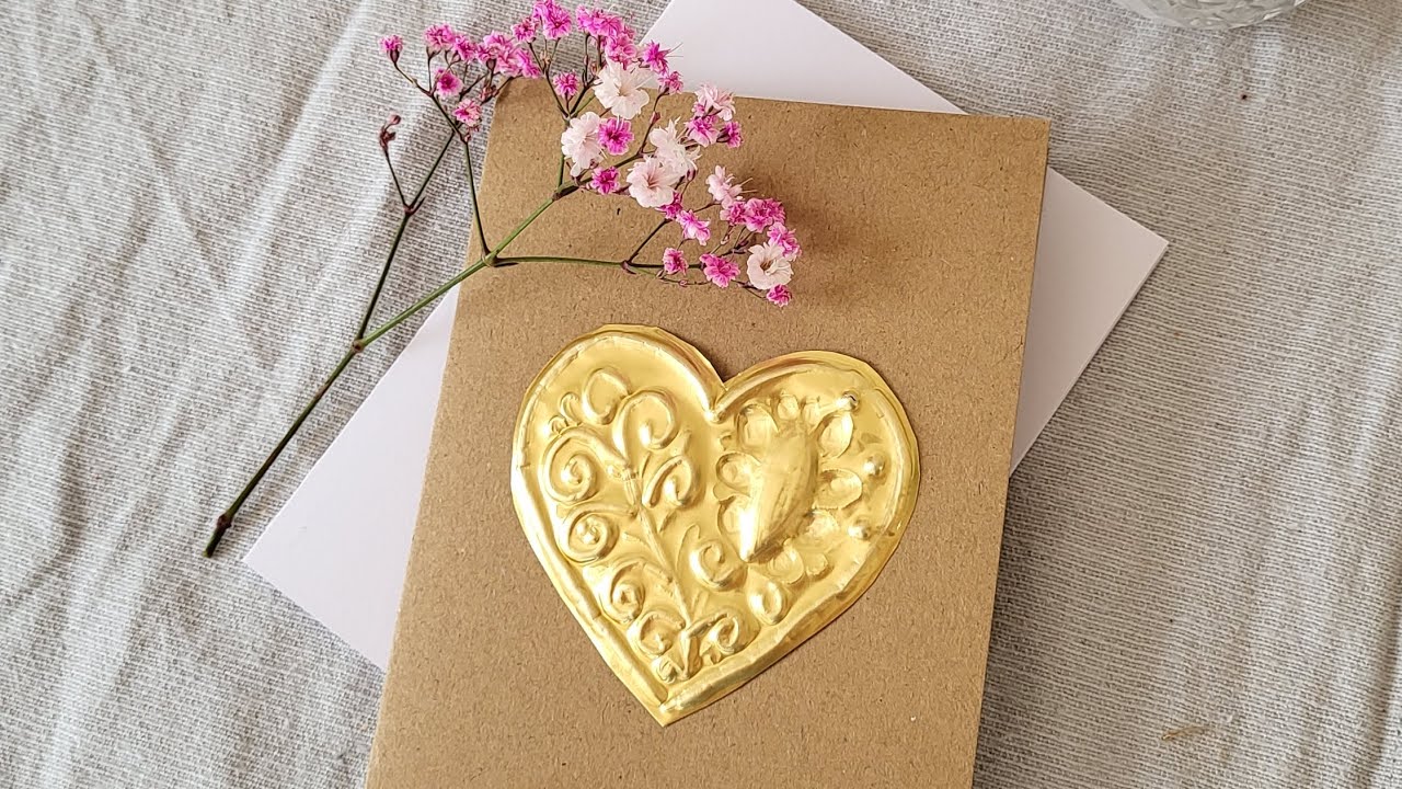Grußkarte mit Metallfolie selber machen | DIY hand-embossed greeting card | metal foil
