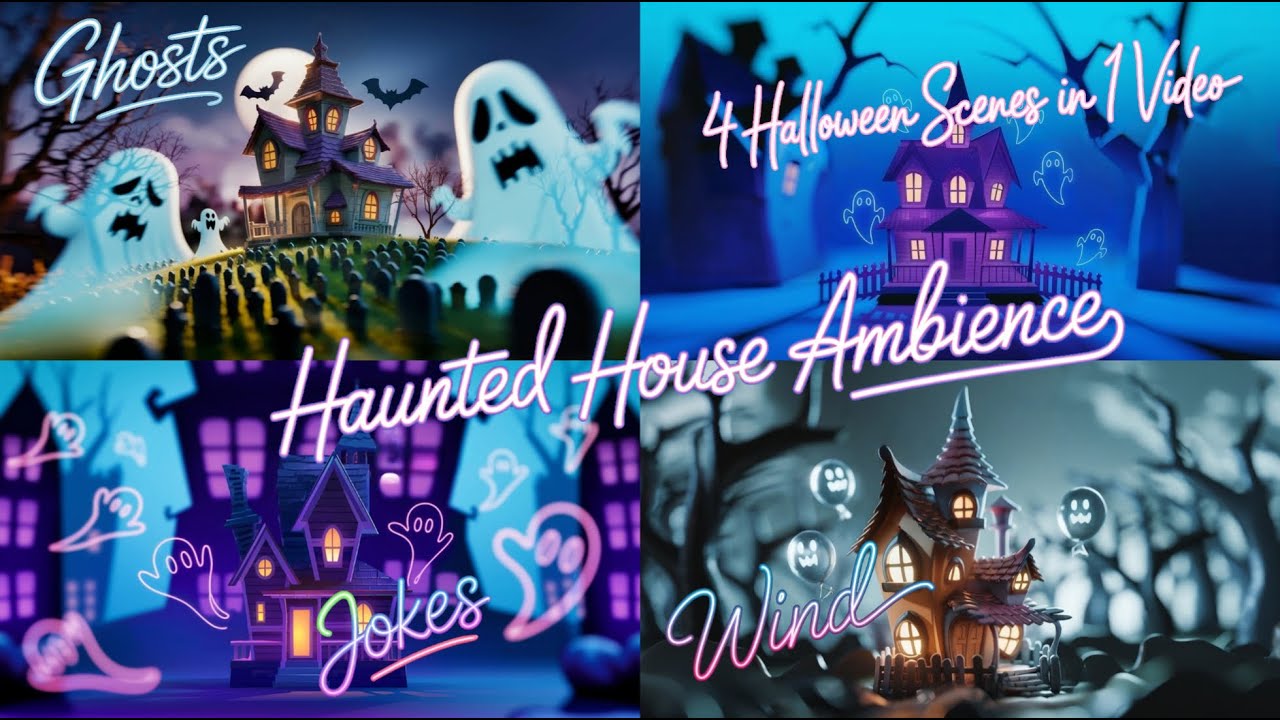 4 Halloween Ambient Scenes: Haunted House in a Howling Wind (with jokes!)