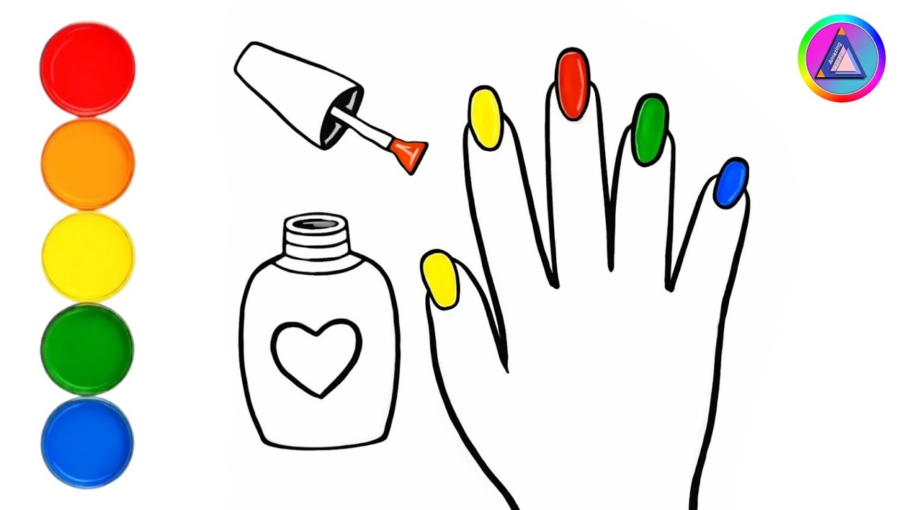Colorful Nail Art Drawing for Kids 💅✨ | Easy Hand Drawing #057