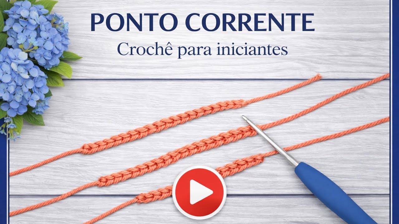 PONTO CORRENTE- 🧶Crochê para iniciantes 🧶