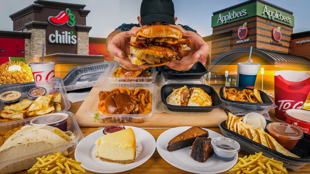 12,000 CALORIES OF APPPLEBEE'S & CHILI'S CHALLENGE | FOOD BATTLE | MAN VS FOOD