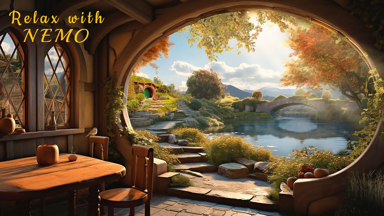 A Splendid Late Summer Afternoon in the Shire - Cozy Hobbit Terrace by the Lake - Lake Summer Sounds