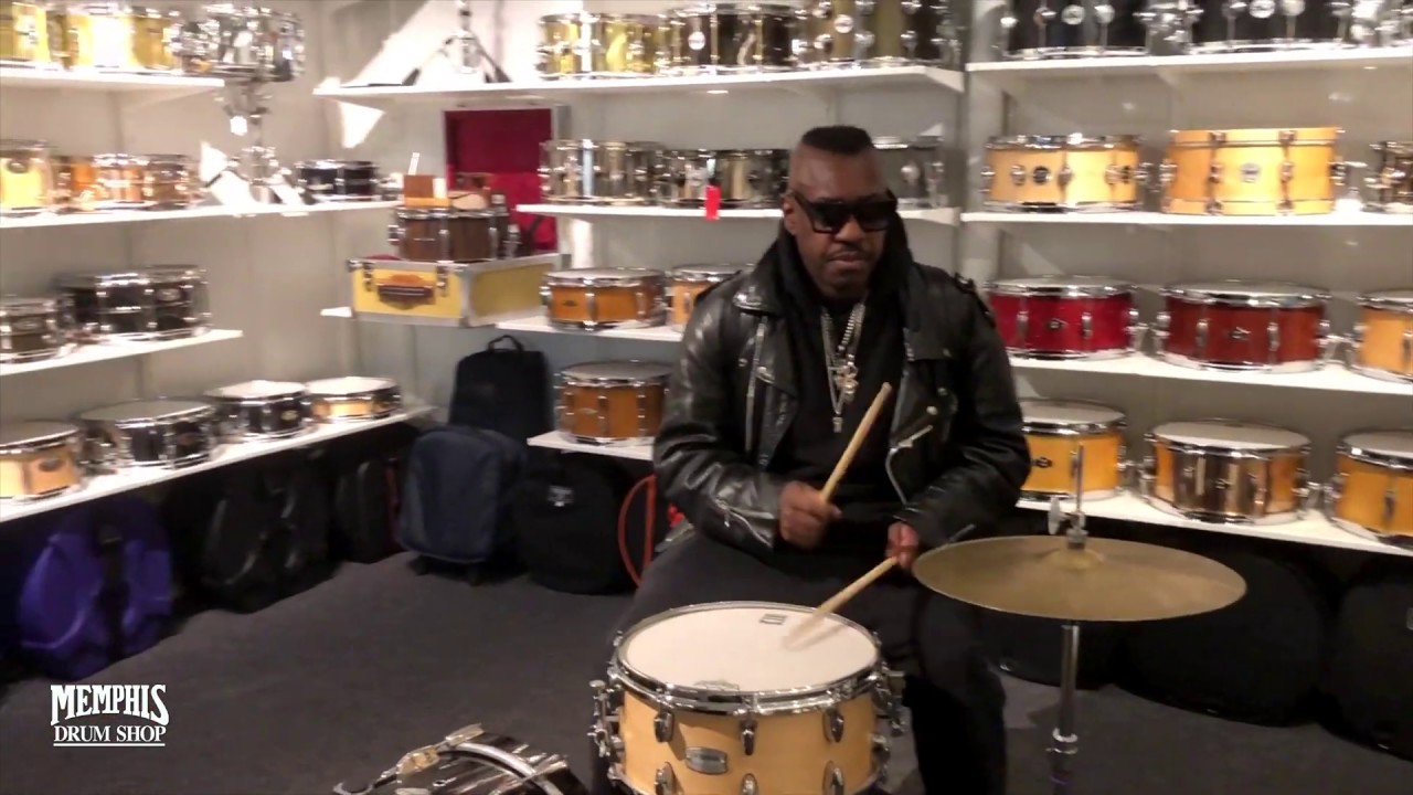 Steve Jordan Checking Out The New Snare Drum Vault at Memphis Drum Shop