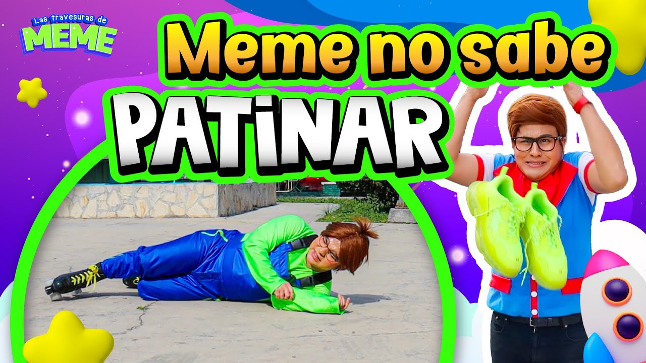 Meme se cae con los patines | Le roban los patines al Compañero | Meme no sabe patinar