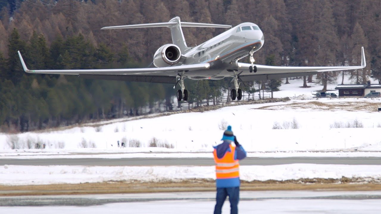 Winter Paradise 2023 !! Gulfstream 550, Falcon ,Global Express at Samedan St Moritz Airport LSZS/SMV