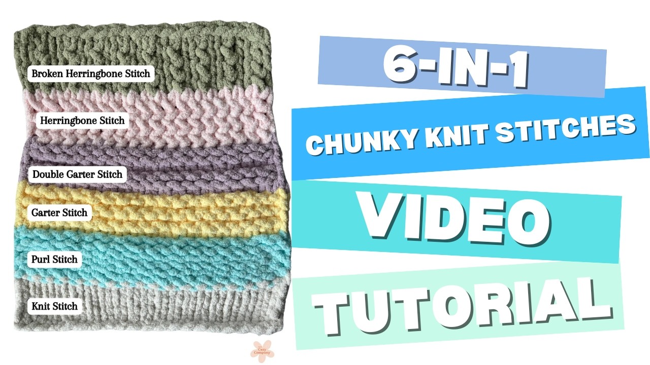 HAND KNIT A CHUNKY KNIT BLANKET - 6 DIFFERENT STITCHES- BEGINNERS