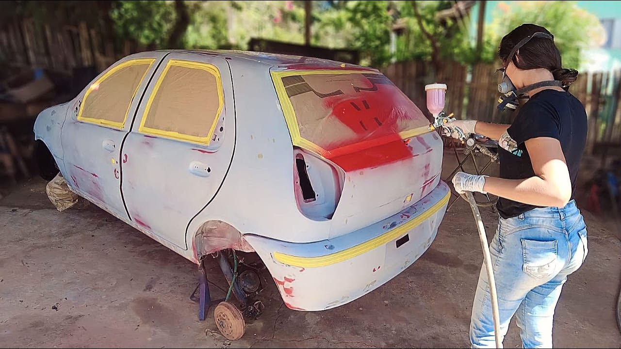 Pintei o Fiat Palio com Vermelho Alpine ! Ficou bom? parte 3