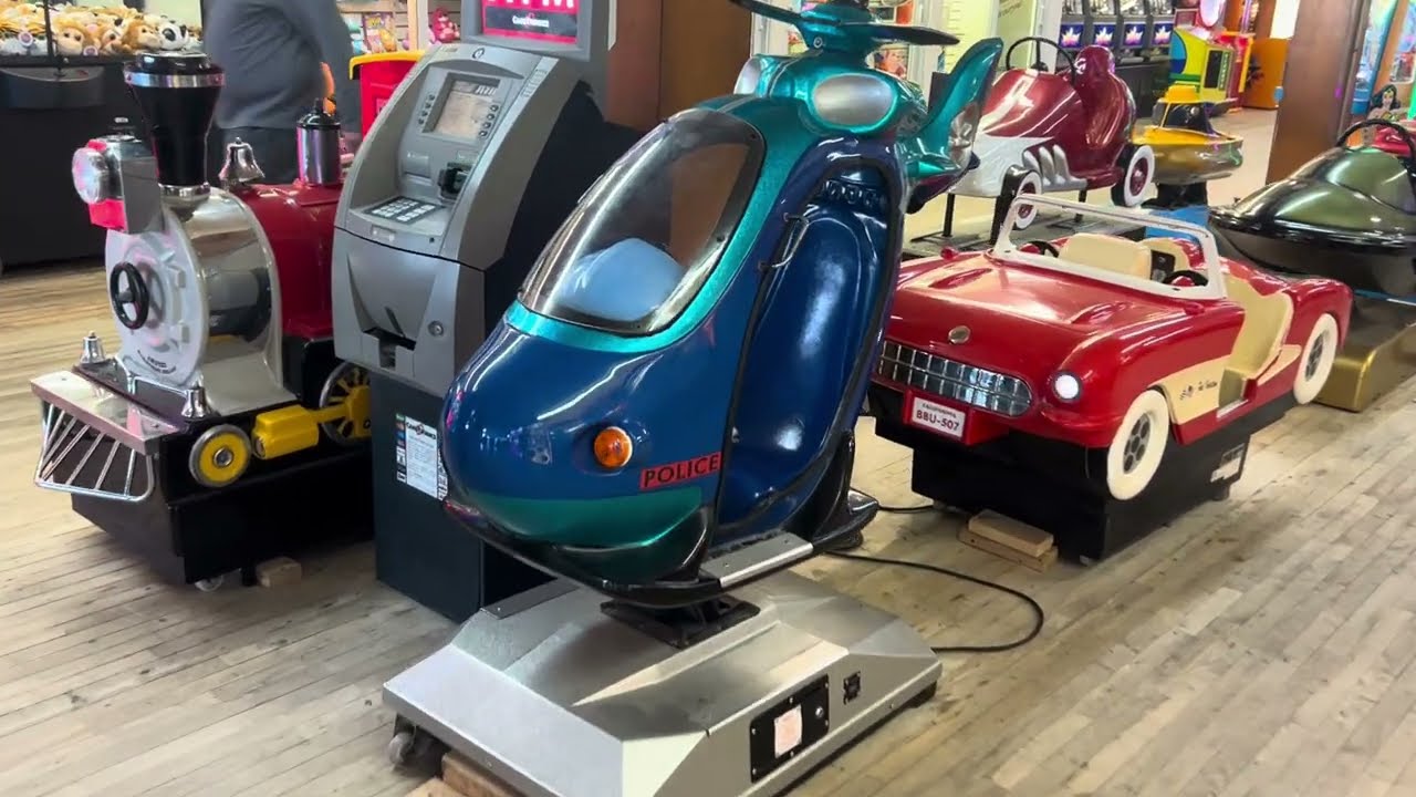 Bafco 1989 Helicopter kiddie ride at Funarama (Eletech refurb) (POV)