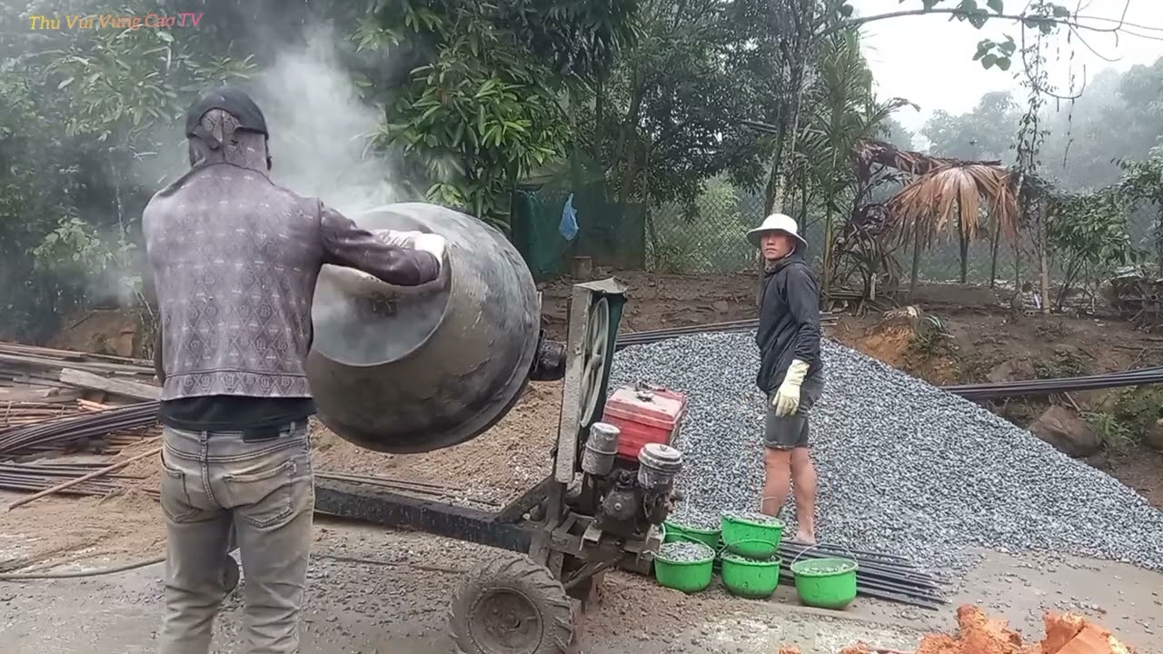 Máy trộn bê tông đầu nổ và các chú thợ xây làm việc / LK Nhạc Thiếu Nhi Remix