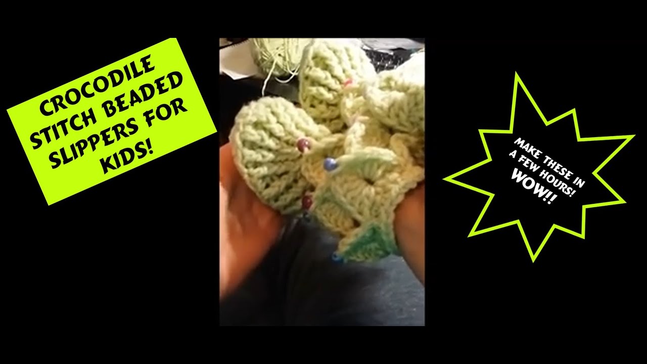 Crocodile Stitch Beaded Slippers For Kids
