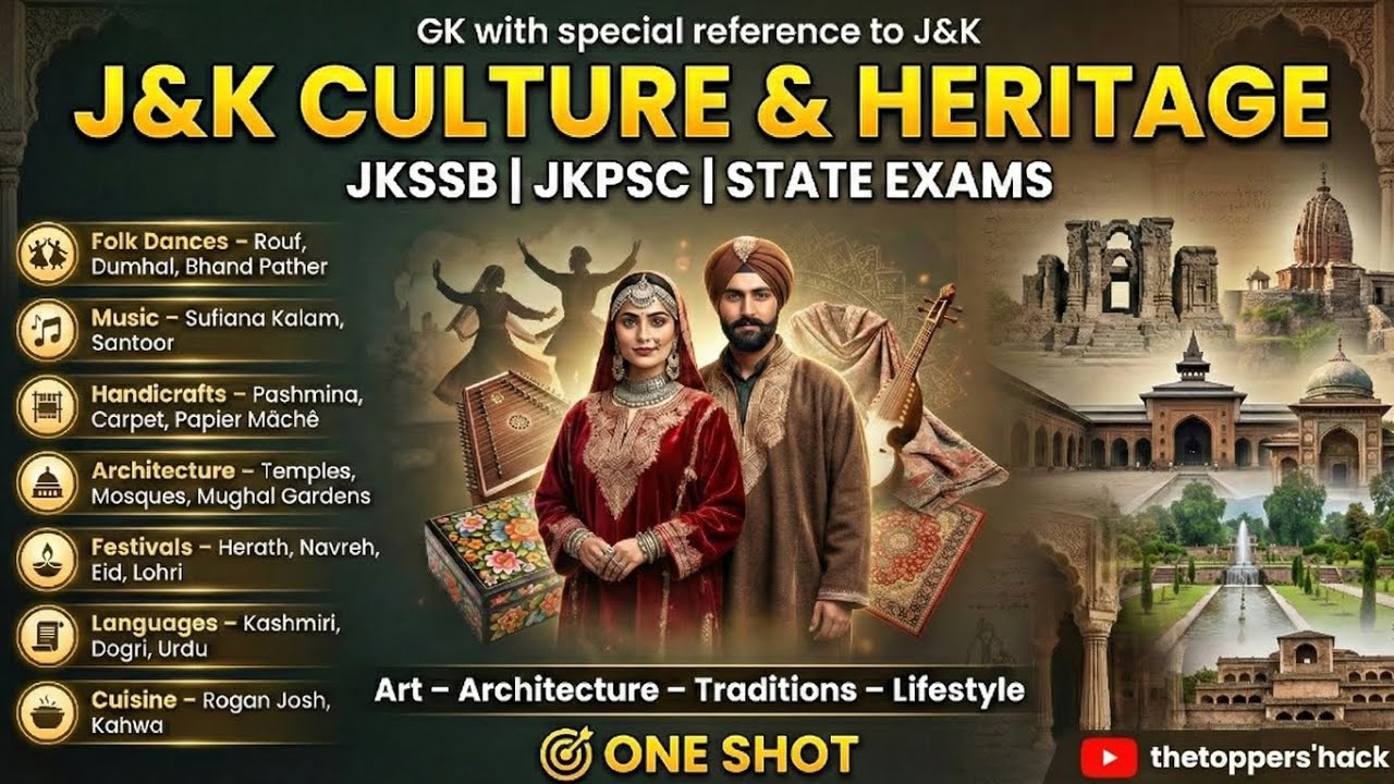 Heritage & Culture of Jammu & Kashmir | Art, Crafts, Cuisine & Traditions | JKSSB JKPSC UPSC SSC. 
