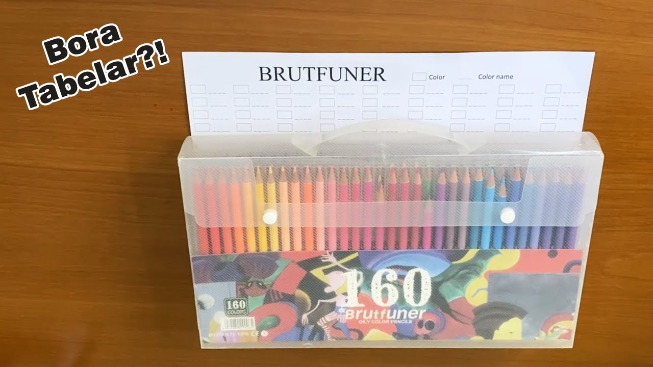 Tabelando os lapis de cor Brutfuner 160 cores