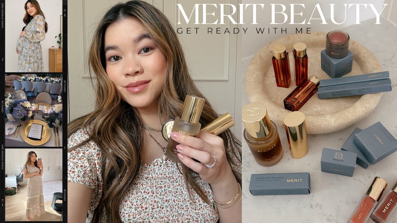 MERIT BEAUTY FULL FACE REVIEW, Pink Blush Maternity Dress Try On Haul & Discount Code | GRWM VLOG
