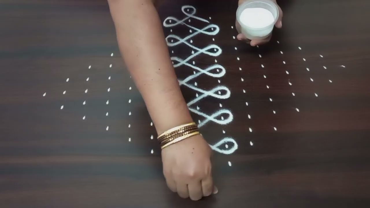 Easy margazhi kolam ll Melikala Chukkala Muggulu ll sikku Neli kolam 