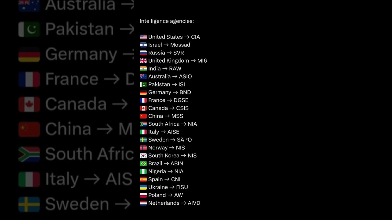 INTELLIGENCE AGENCIES OF THE DIFFERENT COUNTRIES.