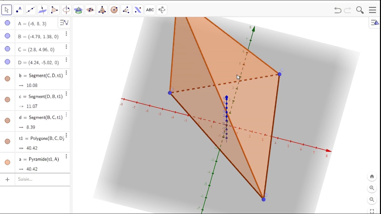 Construire une pyramide avec Geogebra 3D