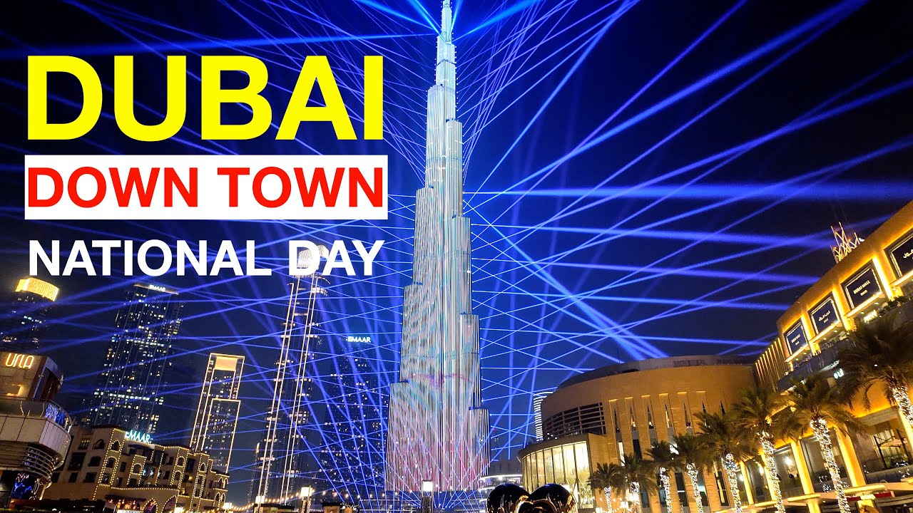 UAE National Day Walk & Light Show | Downtown Dubai 2025 | Burj Khalifa Night 4K