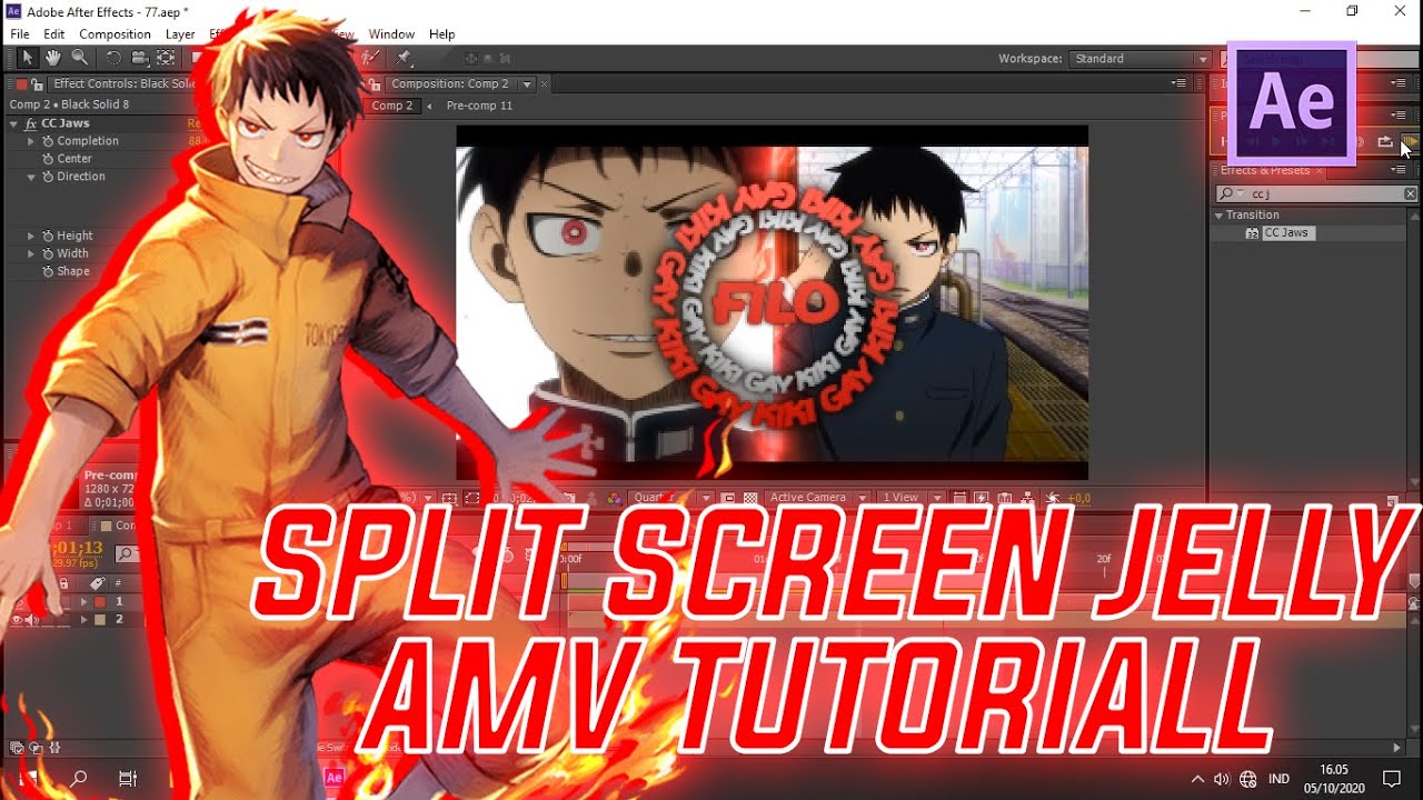 SPLIT SCREEN JELLY TUTORIAL AMV - AFTER EFFECT