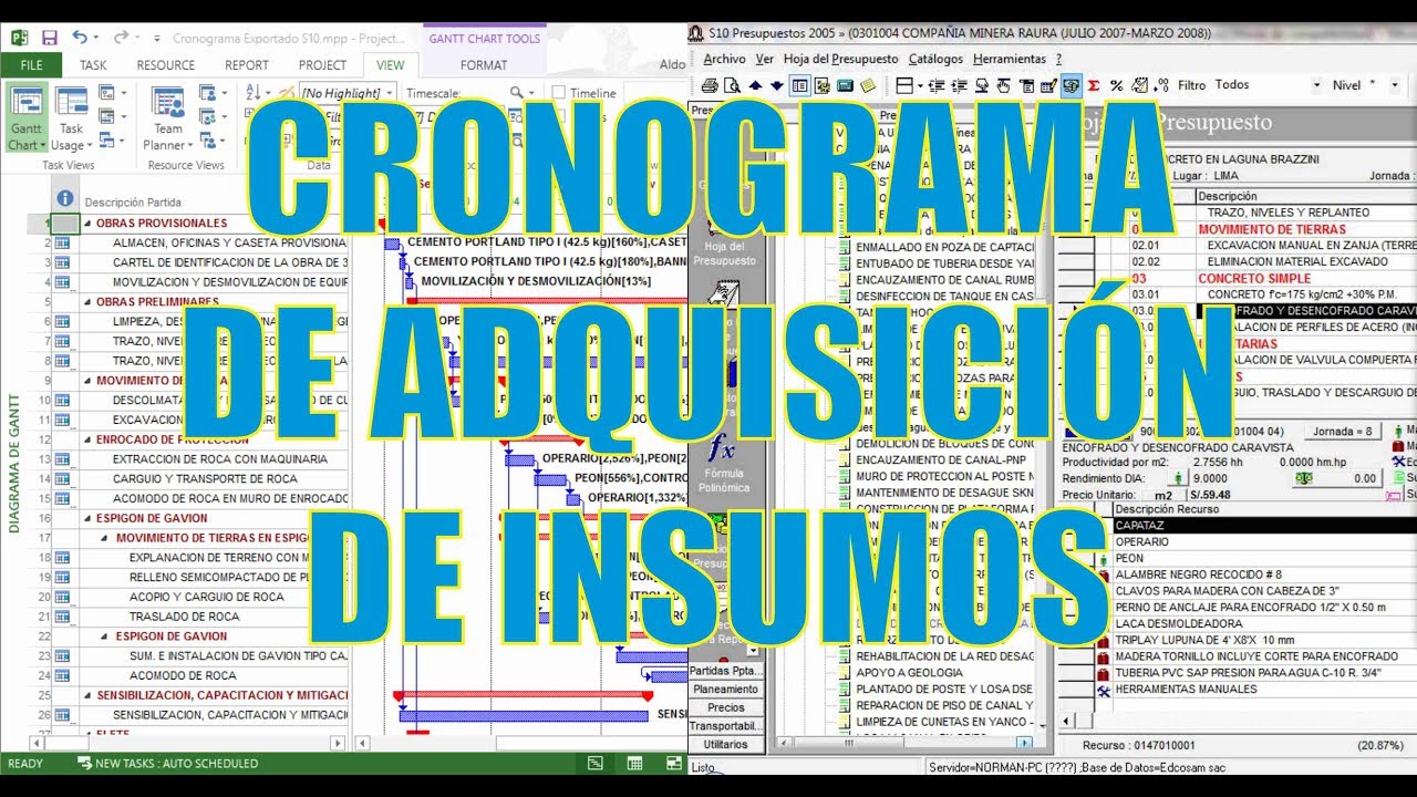 Cronograma Valorizado de Insumos con S10 y Project 2016