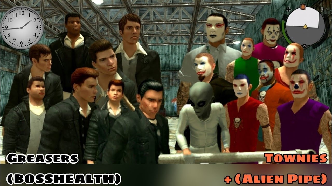 Bully A E - (Townies + Alien) VS (Greasers) (Bosshealth) (III - Fights)