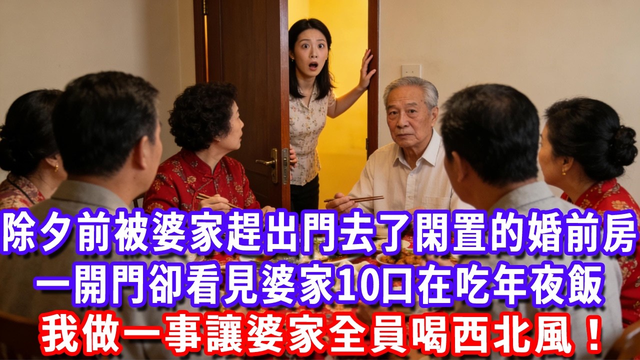 除夕前一天我被婆家趕出門，轉頭去了閑置的婚前房，一開門，卻看見婆家10口在吃年夜飯，我做一事讓婆家全員喝西北風！#深夜講故事#為人處世#生活經驗#情感故事#故事#小說#戀愛#情感#婚姻