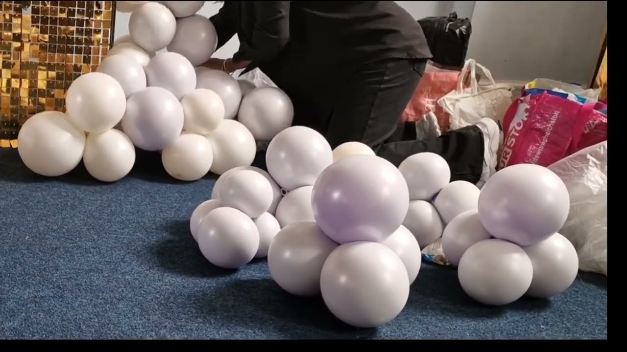 Setup Balloons With Me In a not so convenient space || Balloon decorations setup for a 50th birthday