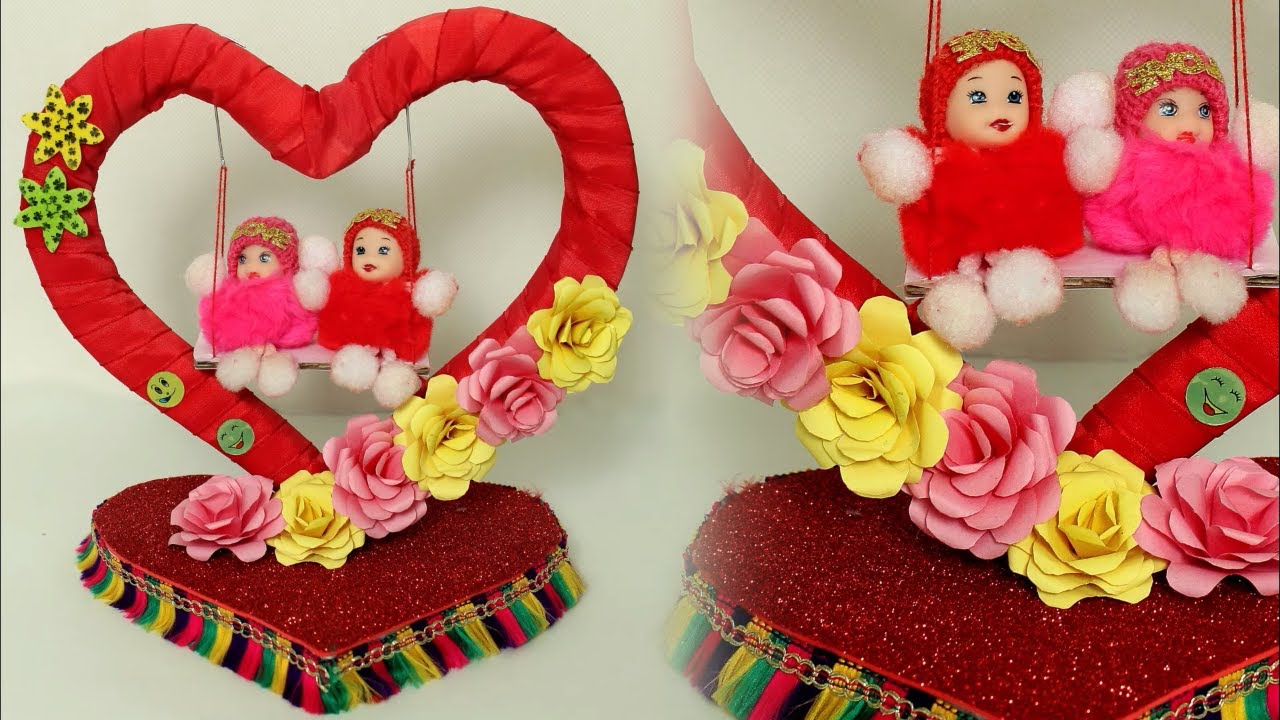 Fancy WOW !!! DIY Showpiece Making at Home || Handmade Things || Craft Idea 2018 || Heart Showpiece