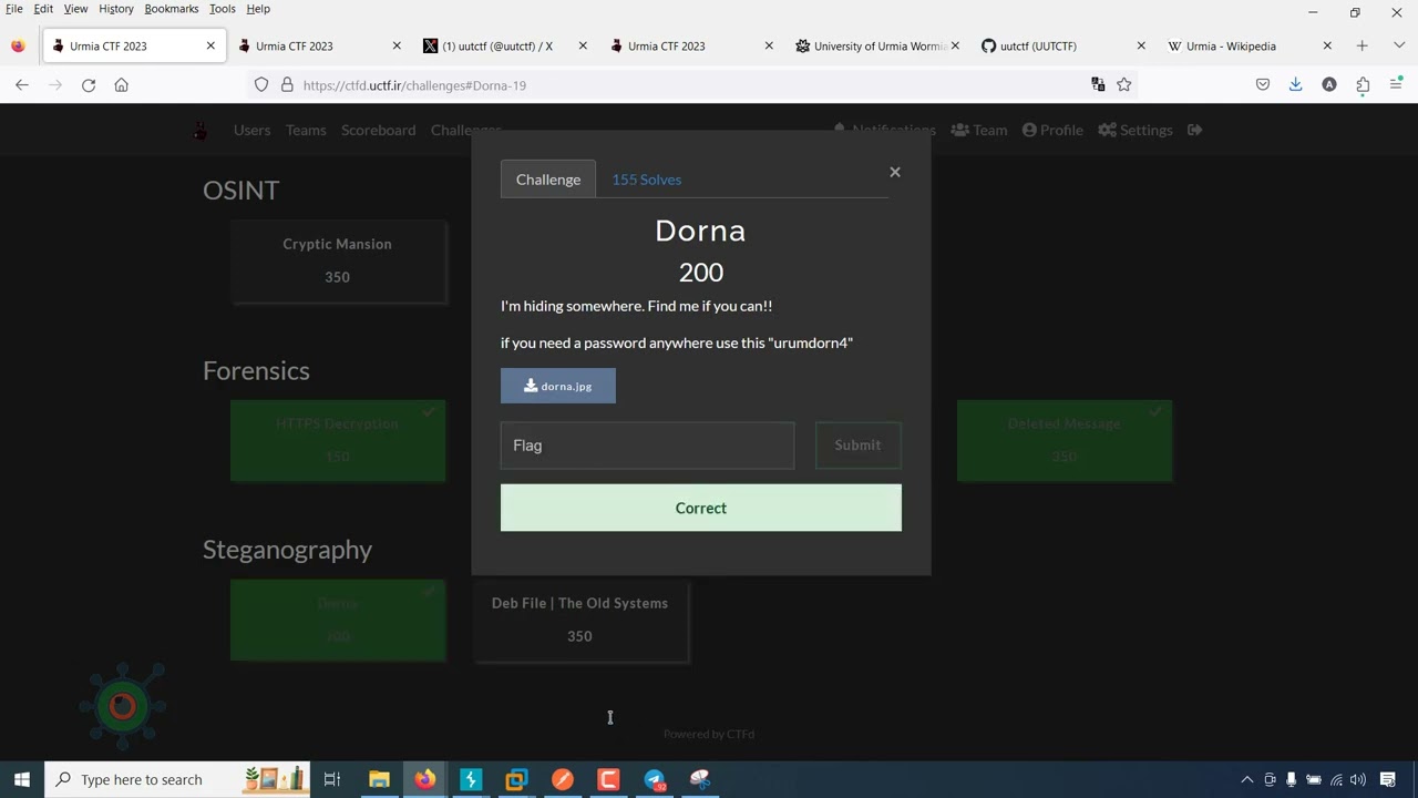 Urmia CTF 2023 | Steganography Writeup | Tools are steghide and binwalk
