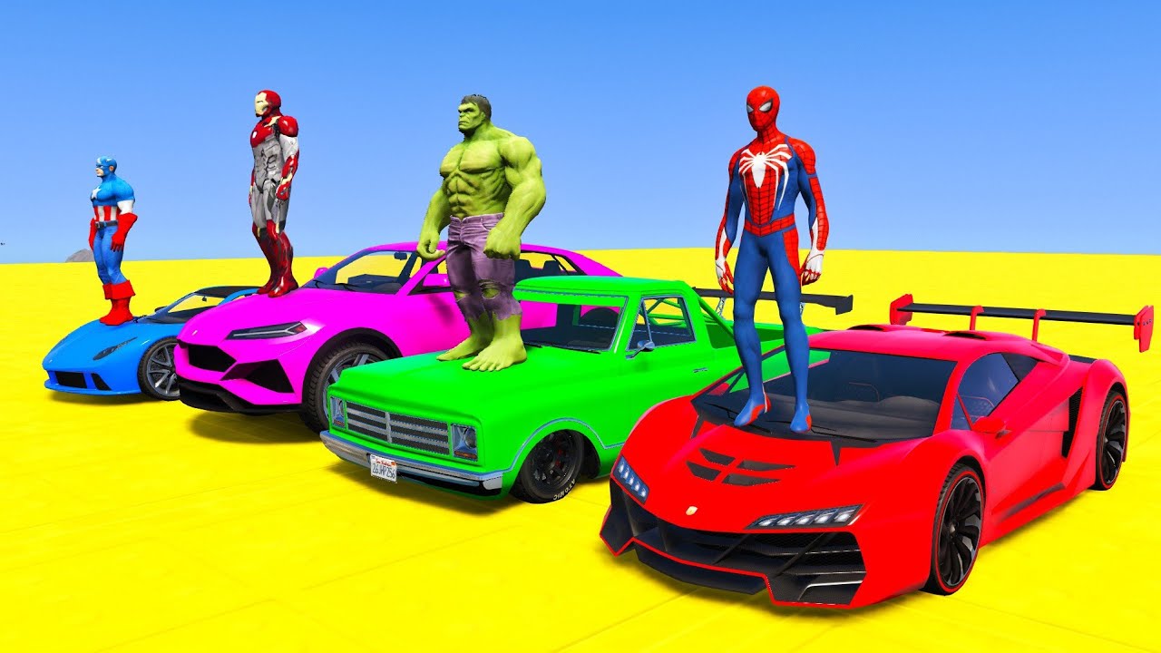 Spider-Man vs Superheroes CRAZY Mega Ramp Race Challenge in GTA 5 #8