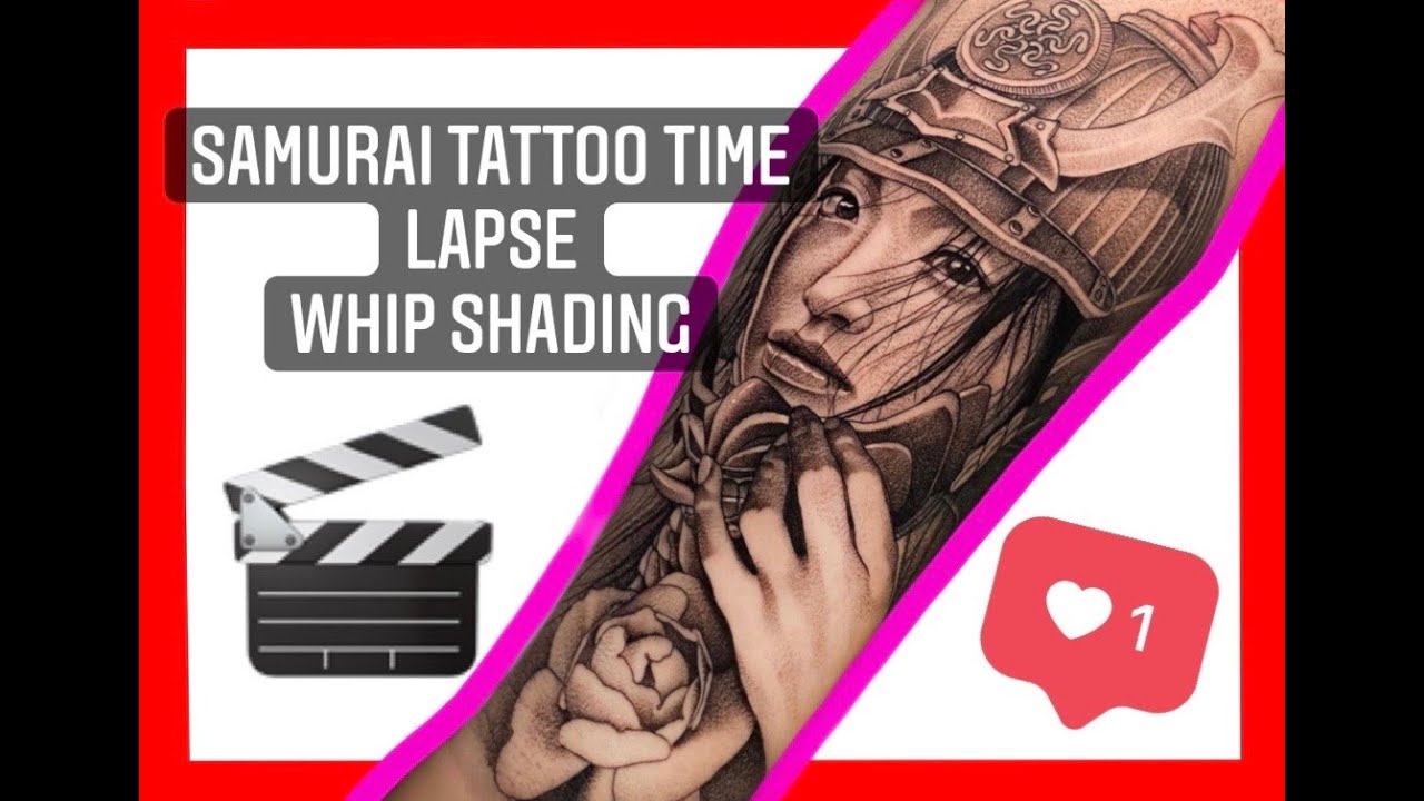 samurai TATTOO time lapse WHIP SHADING (PUNTILLISMO DE ARRASTRE) aprende como...
