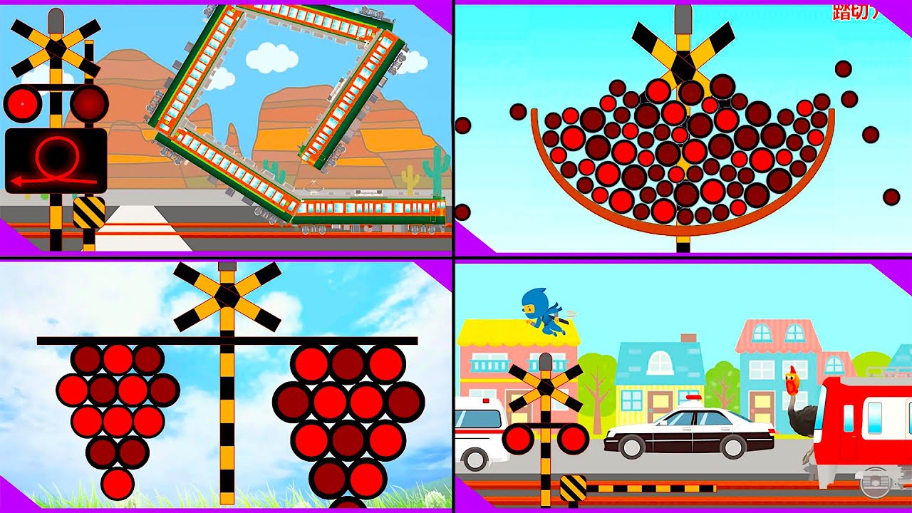 踏切カンカン総集編3 変わった動きをする踏切たち: Train & Railroad Crossing All Anime