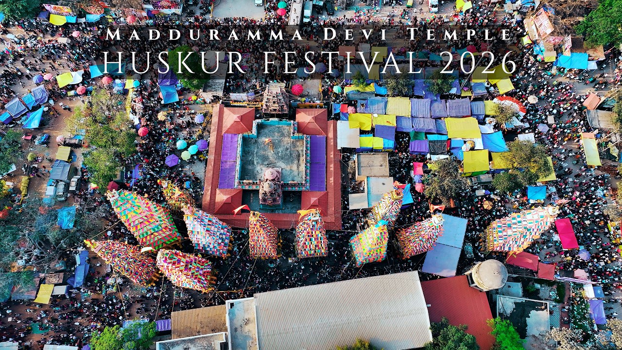 Tallest Temple Chariots in India | Huskur Madduramma Jatre 2026 | Drone View of the Grand Festival