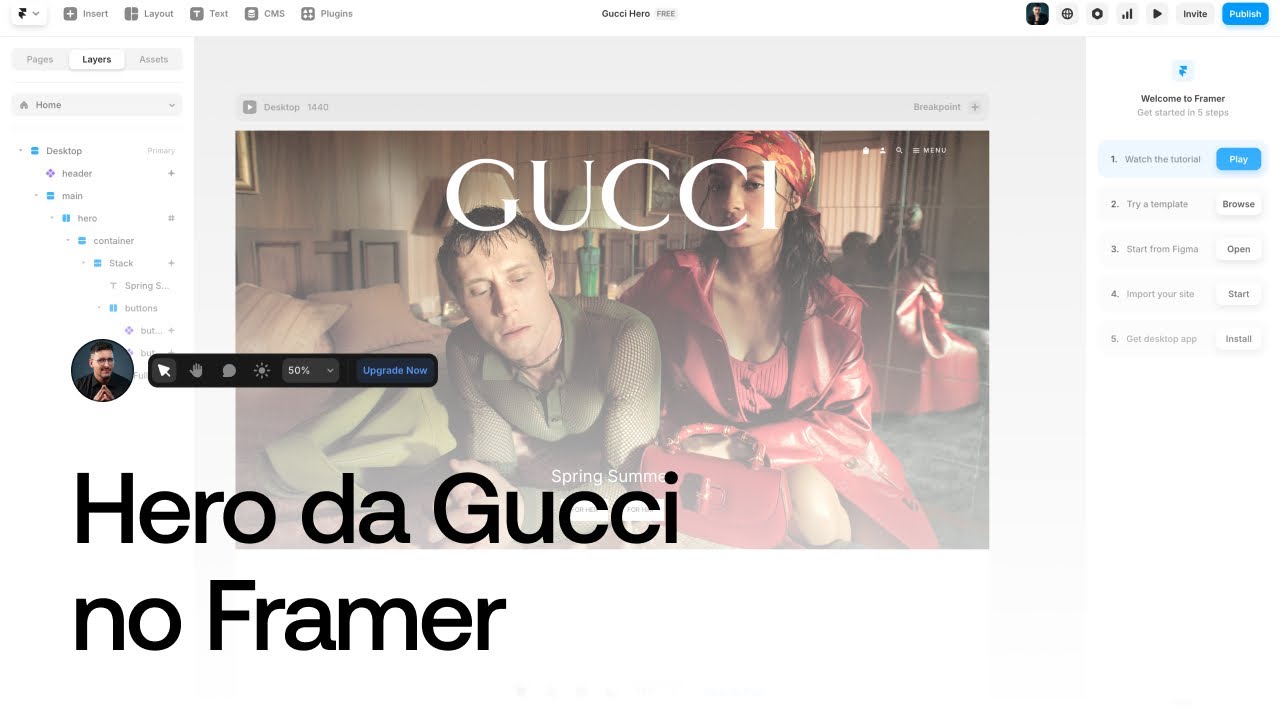 Framer Tutorial  - Recriando a Hero da Gucci no Framer