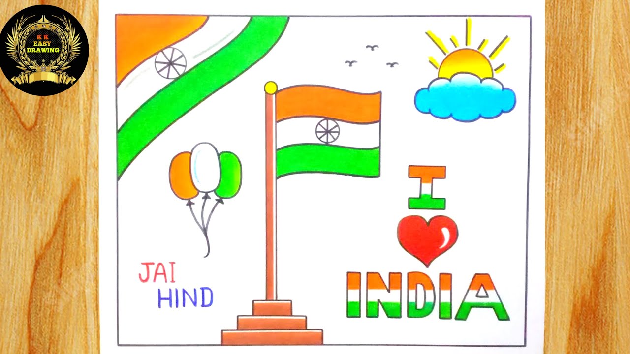 Independence Day Drawing / Independence Day Poster Drawing / Flag Drawing / I Love India