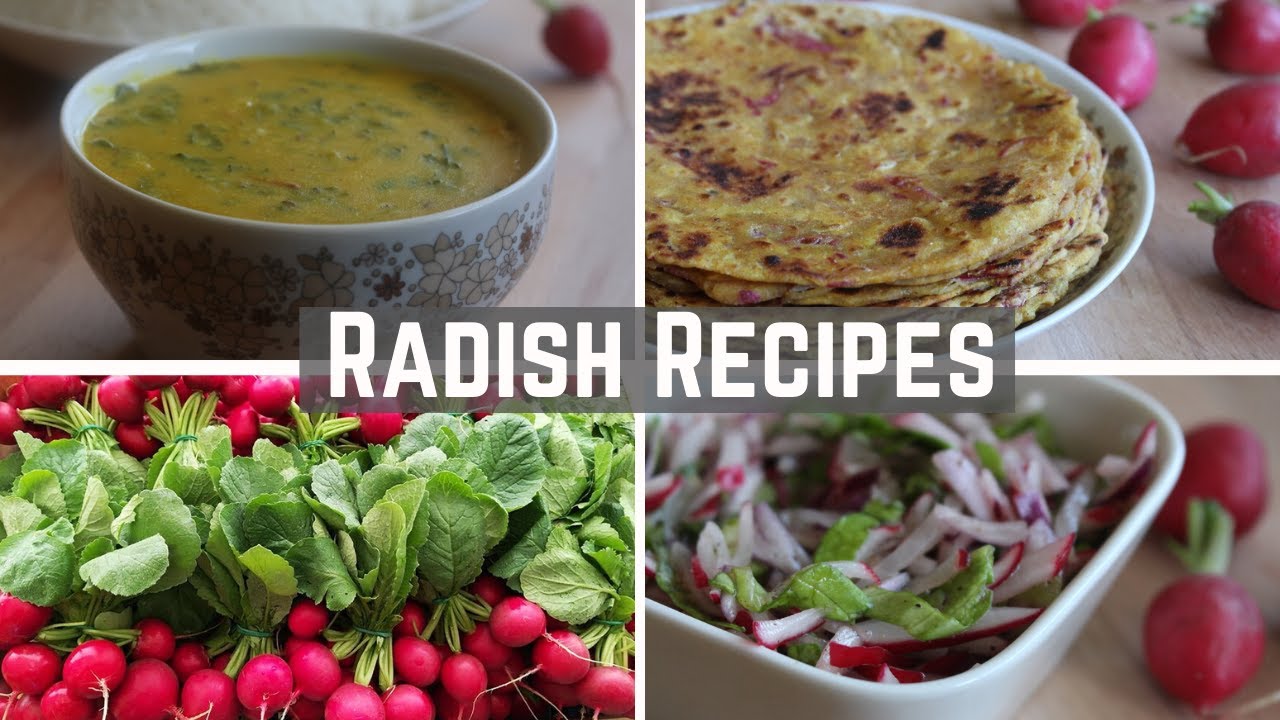 Red Radish Leaves  - Lentil Curry | Red Radish Paratha | Radish Chapati | Radish  Salad