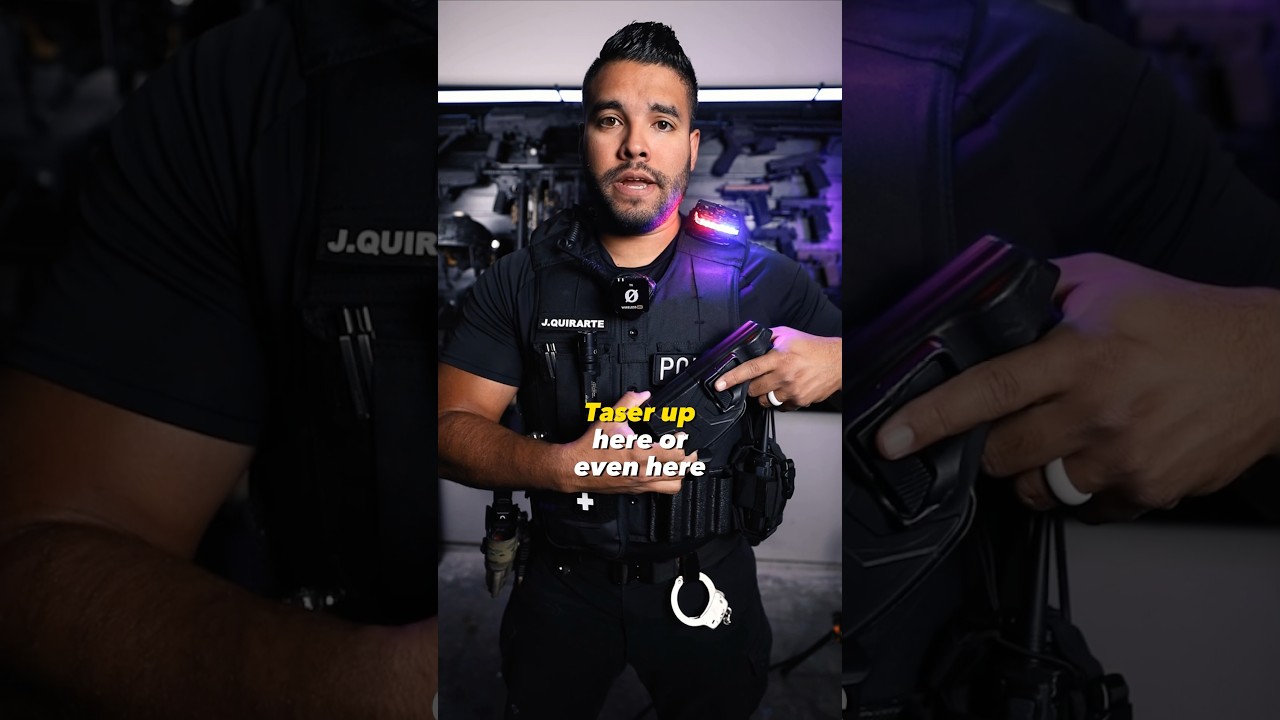 Taser Placement For Police Officer  #police #officerq